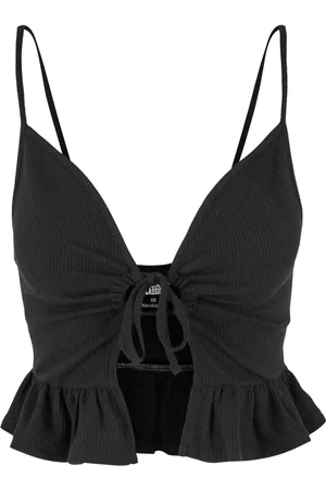 Urban classics Ladies Waffle Pique Ruffle Top Top in 3XL