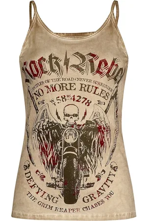 Rock Rebel Beiges Top mit Waschung und Print Top in M