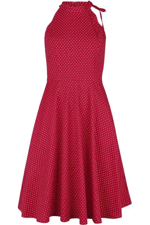 Banned Retro Hattie Halter Spot Dress Mittellanges Kleid weiß in 3XL