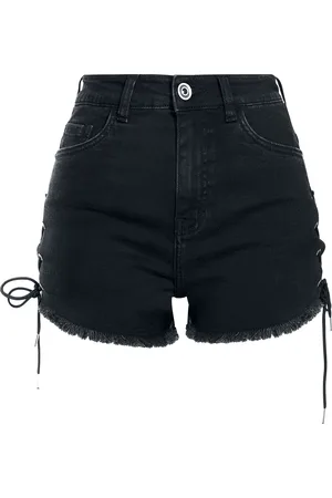 Urban classics Ladies Highwaist Denim Lace Up Short Hotpant in 26