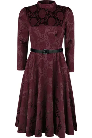 H&R London Chevron Red Swing Dress Mittellanges Kleid in L