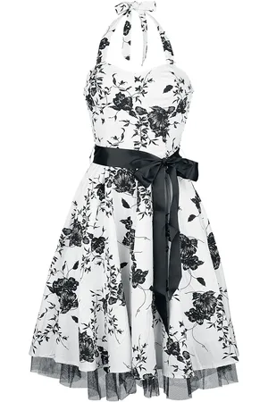 H&R London Floral Long Dress Mittellanges Kleid schwarz in L