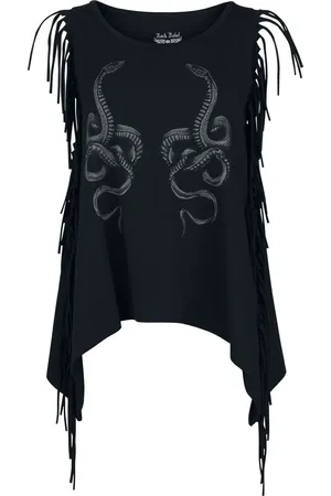 Rock Rebel Tank-Top with Fringes on the Sleeves Top in L