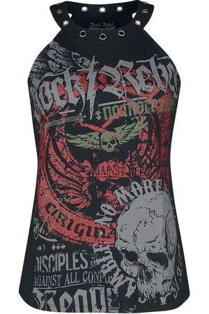 Rock Rebel Top mit Print und Ösen Rock Rebel Neckholder in L