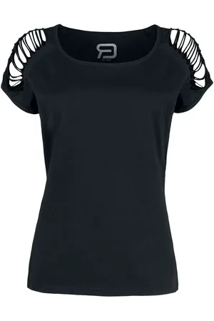RED by EMP Schwarzes T-Shirt mit Cut-Outs an den Ärmeln T-Shirt in L
