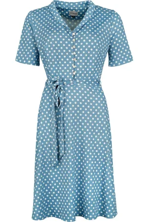 Banned Retro Ellen Spot Dress Mittellanges Kleid weiß in L