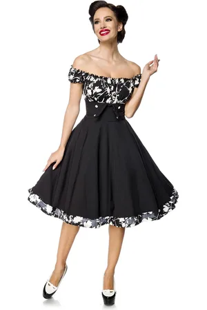 Belsira Schulterfreies Swing-Kleid Mittellanges Kleid weiß in L