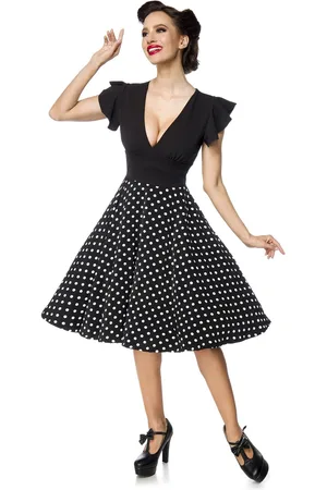 Belsira Elegantes Retrokleid Mittellanges Kleid weiß in 4XL