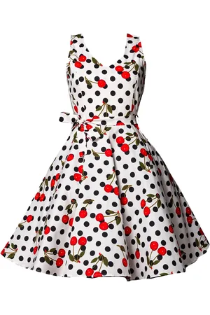 Belsira Swing-Kirschenkleid Mittellanges Kleid weiß in 4XL