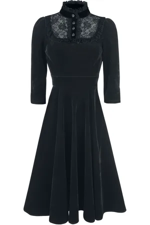 H&R London Nightshade Velvet Dress Mittellanges Kleid in L