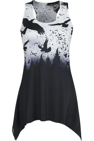 Vixxsin Crow Night Lace Panel Vest Top weiß in 3XL