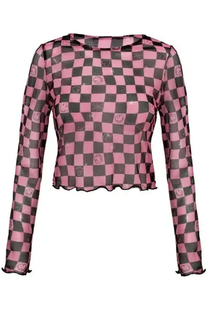 Hell Bunny X Smiley Originals Distortion Top Langarmshirt pink in 3XL