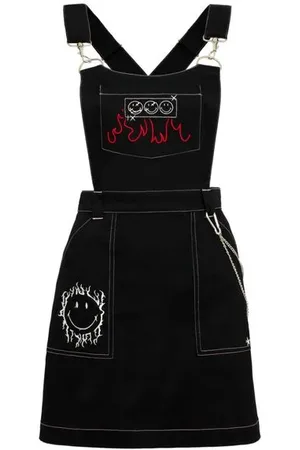 Hell Bunny X Smiley Originals Dylan Pinafore Dress Kurzes Kleid in L