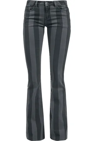 Gothicana Grace - /grau gestreifte Hose Stoffhose grau in W27L30