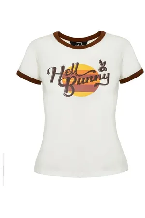 Hell Bunny Charlie Top T-Shirt braun in 3XL