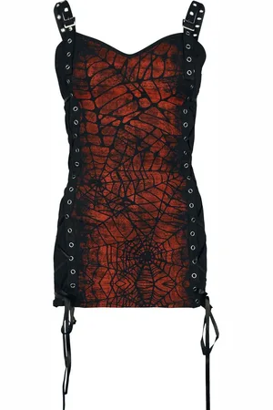 Gothicana Tank-Top with Spider-Web Frontprint Top in L