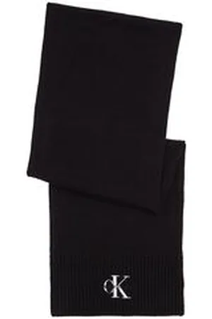 Calvin Klein Strickschal MONOLOGO EMBRO KNIT aus Bio-Baumwolle