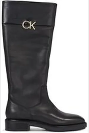 Calvin Klein Damen Lederstiefel RUBBER SOLE KNEE BOOT