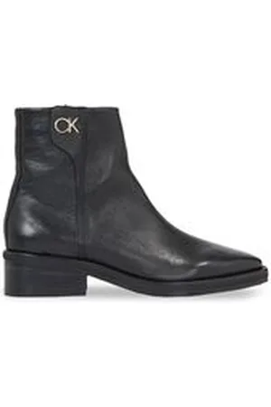 Calvin Klein Damen Stiefeletten aus Leder TAPERED BLOCK HEEL BOOT