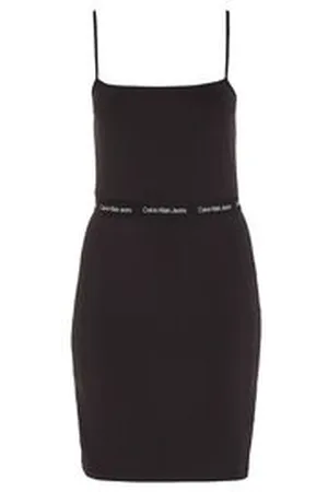 Calvin Klein Damen Trägerkleid LOGO ELASTIC STRAPPY DRESS