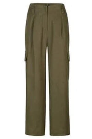 Riani Damen Cargohose aus Leinen Wide Fit