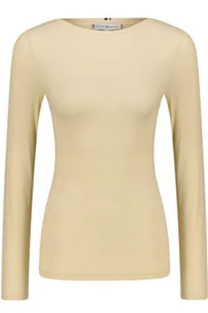 Tommy Hilfiger Damen Langarmshirt SLIM TENCEL OPEN-NK LS