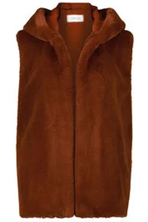 Cartoon Damen Fake Fur-Weste mit Kapuze