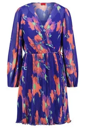 HUGO BOSS Damen Plisseekleid mit Wickelfront KAHULA-1