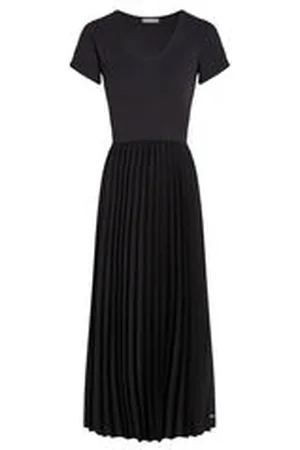 Tommy Hilfiger Damen Kleid CONTRAST SOFT V-NK PLEAT DRESS