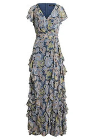 Ralph Lauren Damen Maxikleid mit Rüschen