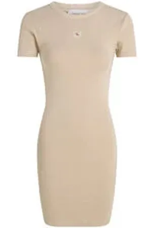 Calvin Klein Damen Minikleid mit Rippstruktur Bodycon-Fit