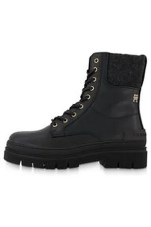 Tommy Hilfiger Damen Schnürboots FEMININE FELT LACE UP BOOTIE aus Leder