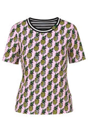 Marc Cain Damen T-Shirt mit Ananas-Print