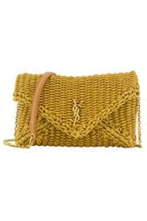Saint Laurent Damen Clutch mit Kette CASSANDRE RAFFIA