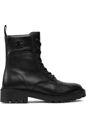 Calvin Klein Schnürstiefeletten Combat Boot Mid Zip Lth In Calf YW0YW01550