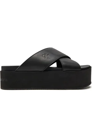 Calvin Klein Pantoletten Flatform Cross Mg Uc YW0YW01349