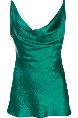 QS Damen Satin Trägertop – V-Ausschnitt, Kurz, Ohne Ärmel, Regular Fit