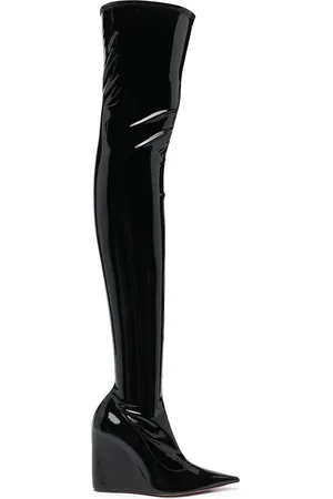 Amina Muaddi Danielle Overknee-Stiefel mit Glanzoptik
