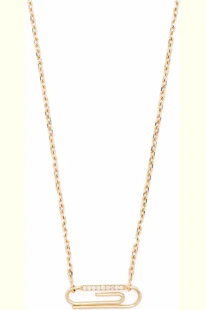 Aurélie Bidermann 18kt Paper Clip Gelbgoldhalskette mit Diamanten