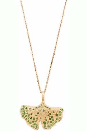 Aurélie Bidermann 18kt Gingko Gelbgoldhalskette mit Tsavorit