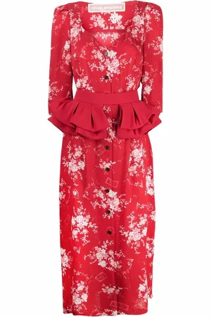 ULYANA SERGEENKO Gerüschtes Midikleid mit Blumen-Print