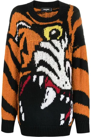 Dsquared2 Intarsien-Pullover mit Tigermuster
