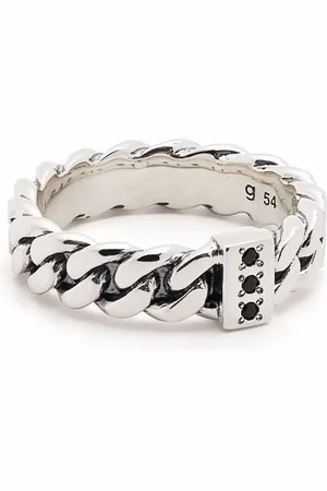 TOM WOOD Schmaler Ring in Kettenoptik mit Spinell