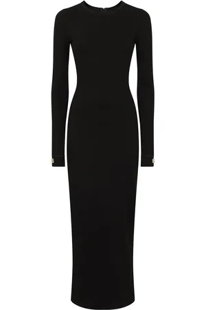 Dolce & Gabbana Langärmeliges Midikleid mit Logo-Applikation