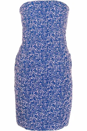 Dior 2010 schulterfreies Kleid mit Blumenmuster