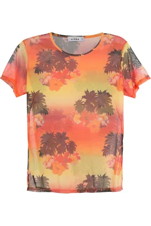 AMIR SLAMA T-Shirt mit tropischem Print