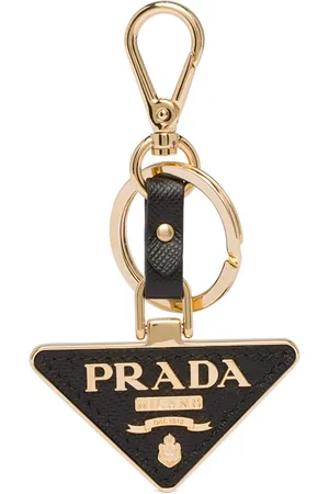 Prada Triangle-logo leather keychain