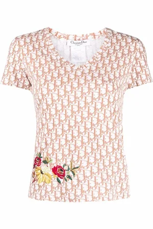 Dior 2005 Trotter T-Shirt mit Blumenstickerei