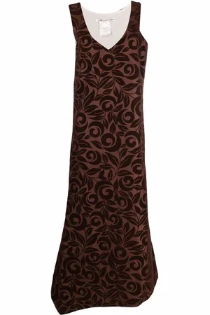 Comme des Garçons 1996 Samtkleid mit Blatt-Print
