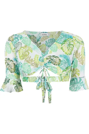 AMIR SLAMA Cropped-Top mit Palmblatt-Print